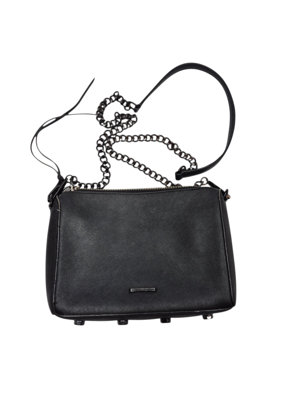 Rebecca Minkoff Avery Black Saffiano Leather Crossbody Bag Purse Studded Chain